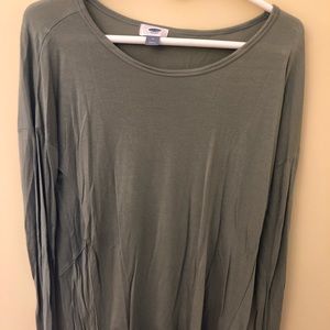 Long sleeved olive green high low